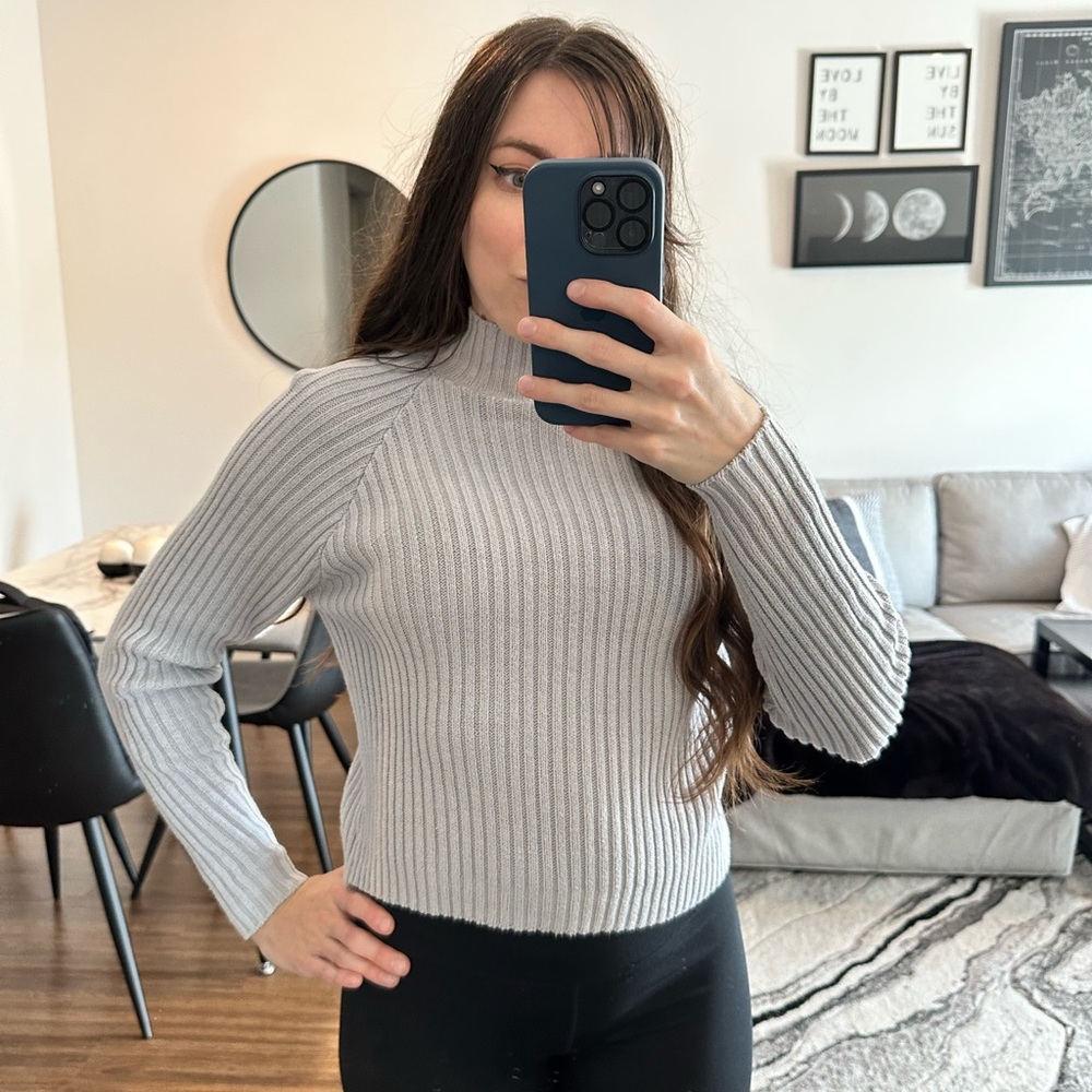 Grey Turtleneck Sweater